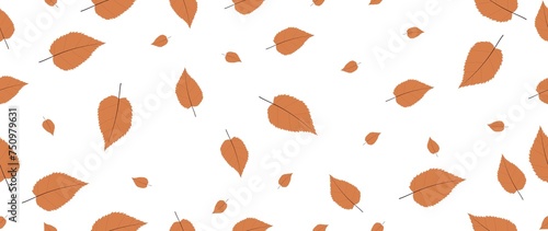Flat illustration. Autumn leaves. Seamless wallpaper on a white background...