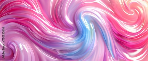 Silky pink and blue abstract background with a fluid  glossy wave pattern.