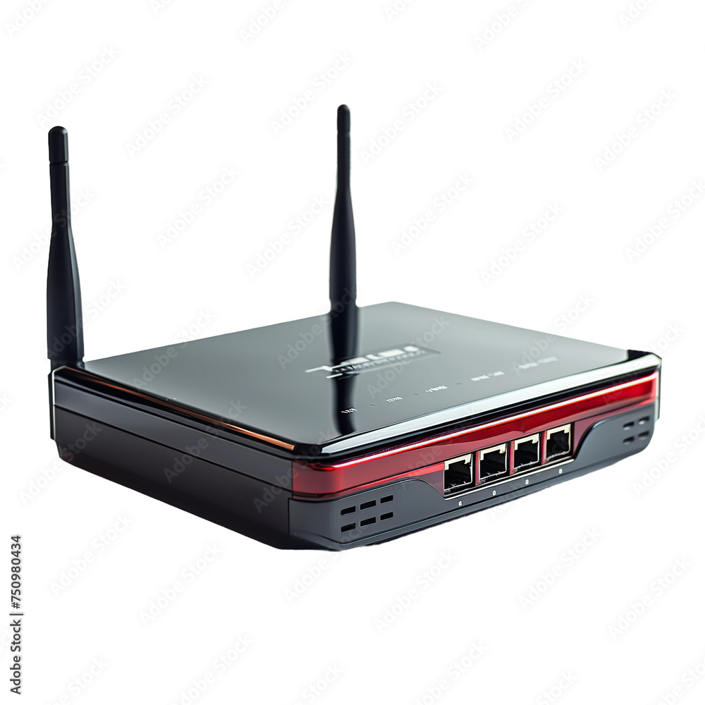 Fototapeta premium A home router, isolated on white background cutout.