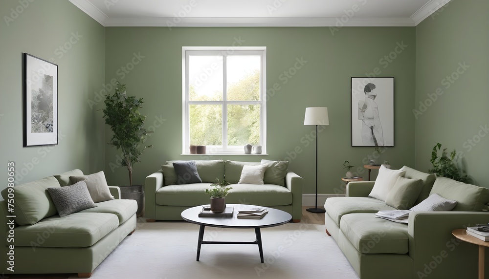This lovely modern living room has a monochromatic sage-green wall with contemporary wall color and furnishings like a table, chair, and houseplants. This lovely modern living room has a monochromatic sage-green wall with contemporary wall color and furnishings like a table, chair, and houseplants.
