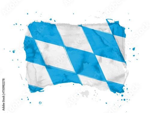 Flag of Bavaria, brush stroke background.  Flag Bavaria of 	Germany on white background. Watercolor style for your design.  EPS10.