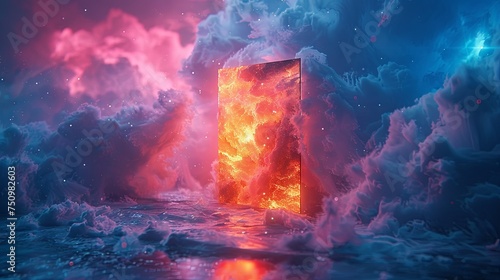 3d Illustration 3d rendering of a burning portal in the sky.