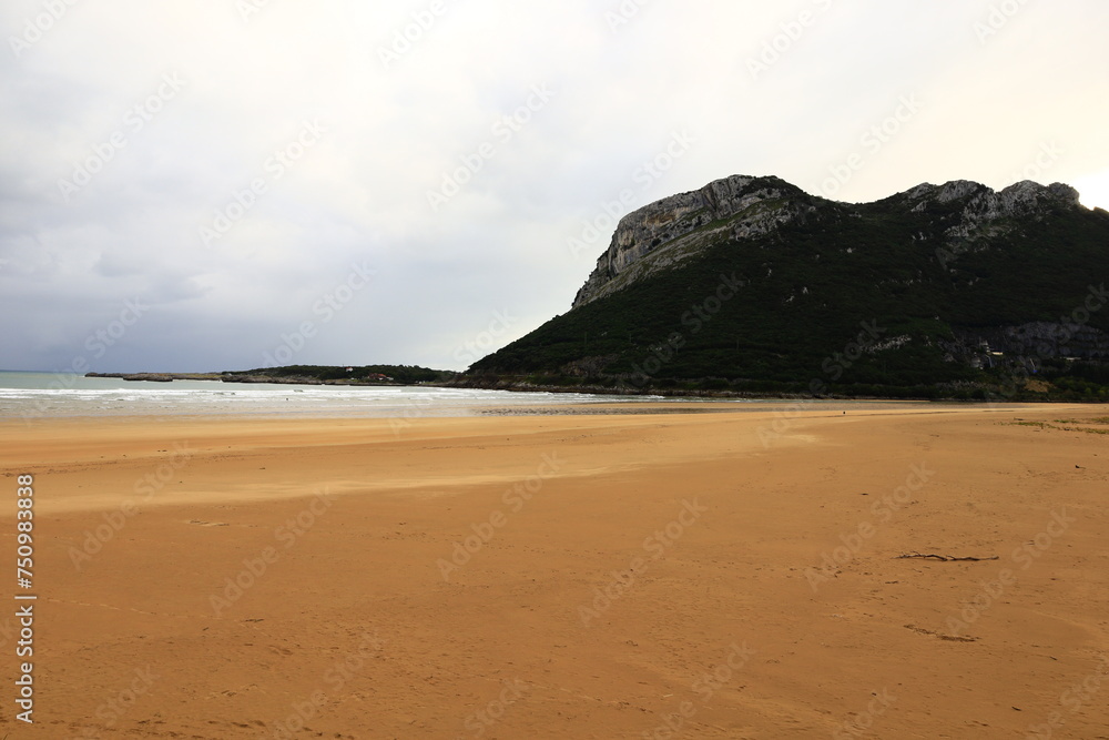 View on the beach of Sonabia located in the autonomous community of Cantabria, northern Spain, View on the beach of Sonabia located in the autonomous community of Cantabria, northern Spain,