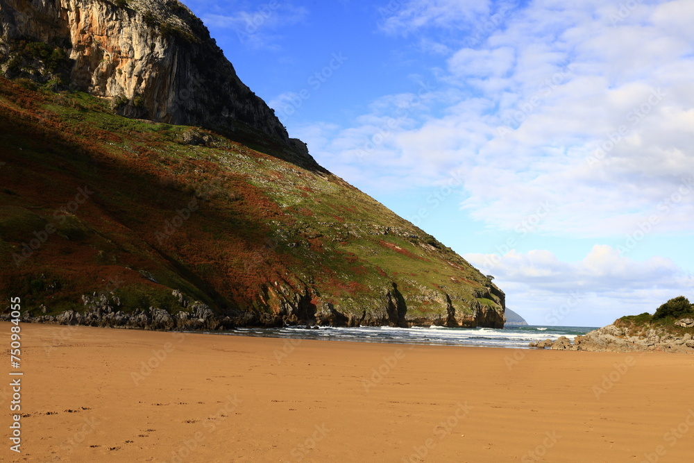 View on the beach of Sonabia located in the autonomous community of Cantabria, northern Spain, View on the beach of Sonabia located in the autonomous community of Cantabria, northern Spain,