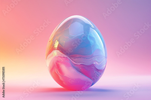 Easter egg design with a glass texture and retro wave elements Сlassic holiday symbolism with modern aesthetics 3D minimalist