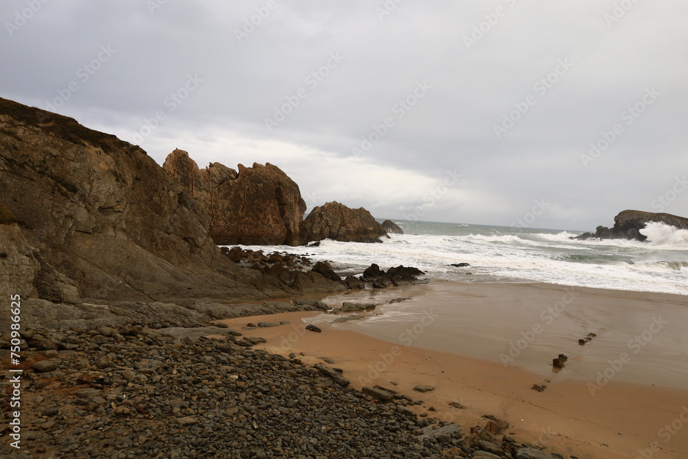Fototapeta premium Arnia beach is located in the autonomous community of Cantabria, Spain
