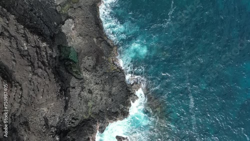 Aerial video of a coastline in Hawaii from a high perspective. photo