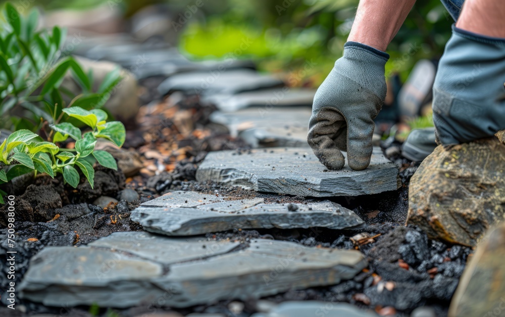 Laying Garden Path Stepping Stones