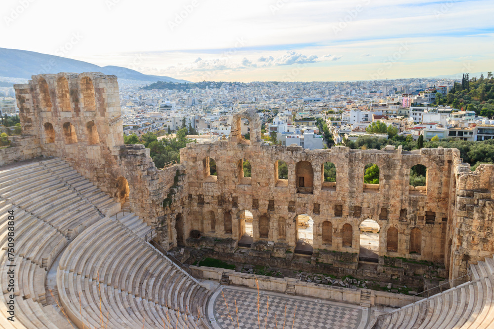 Odeon of Herodes Atticus is a stone Roman theatre structure located on the southwest slope of the Acropolis of Athens, Greece