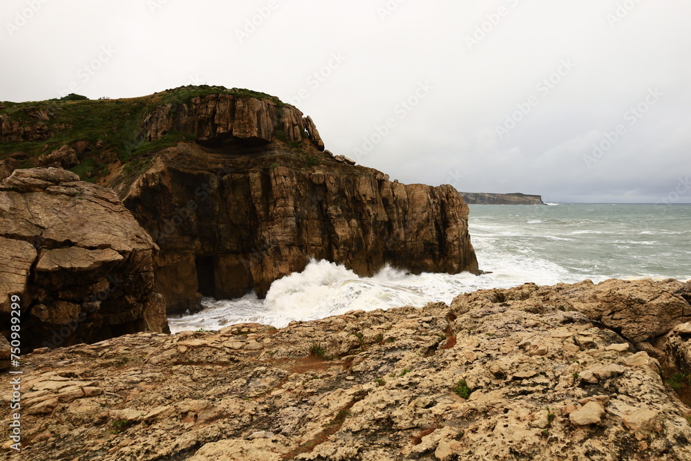 View of the pointe del torco located in the town of Suances, in the autonomous community of Cantabria in Spain.
