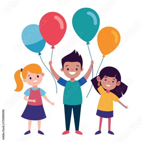Children with balloons illustration