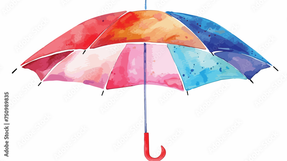 Colorful open umbrella in watercolor isolated on whi - obrazy, fototapety, plakaty 