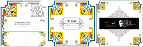 Frame mandala persian arabic turkish islamic hindi indian tibetan traditional colorful vector pattern texture vintage ornate retro elegant ornamental borders frames floral ornaments tazhib 46-v1.1.1