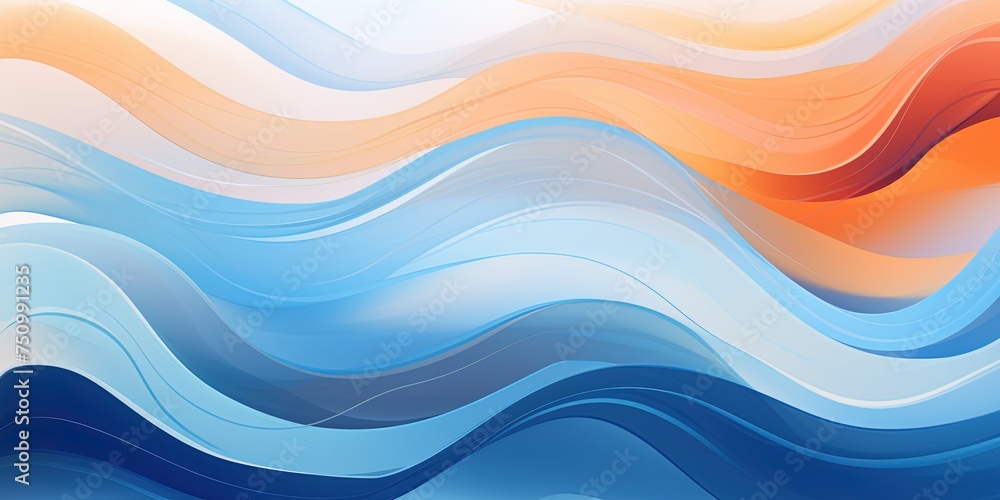 Seamless graphic design of colorful abstract waves and curves on a serene blue background Seamless graphic design of colorful abstract waves and curves on a serene blue background