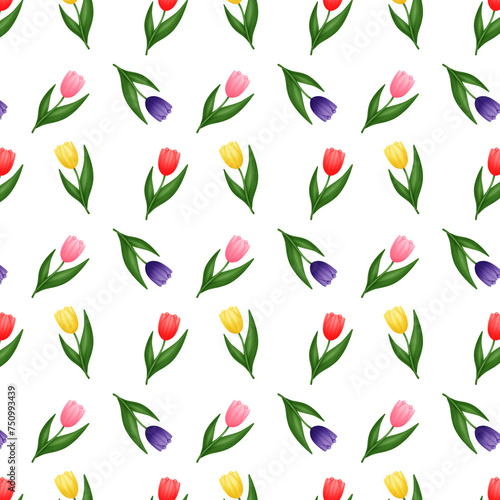 Colorful spring tulip flowers repeating pattern