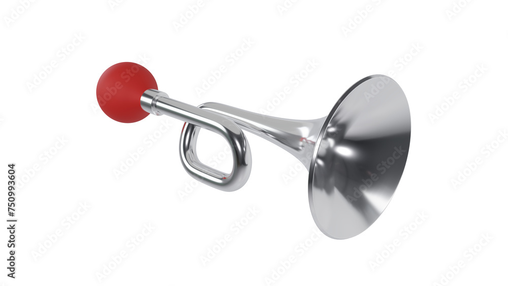 Silver car horn isolated on transparent and white background. Honk concept. 3D render