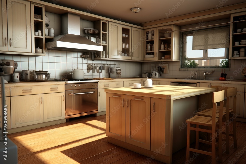 Simple kitchen room. Modern design. Generate Ai Simple kitchen room. Modern design. Generate Ai