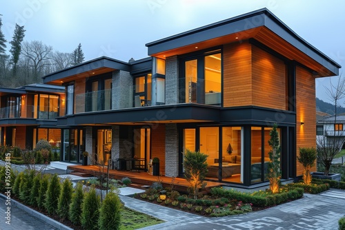 Modern homes and Town houses. Real estate concept.