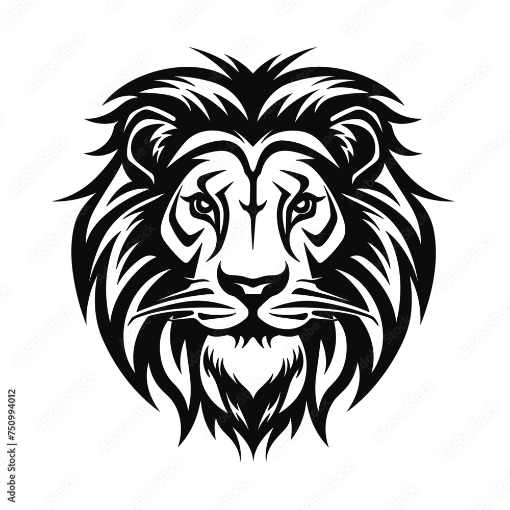 lion head black and white vector illustration isolated transparent background, logo, cut out or cutout t-shirt print design, poster, baby products, packaging design, tribal tattoo lion head black and white vector illustration isolated transparent background, logo, cut out or cutout t-shirt print design, poster, baby products, packaging design, tribal tattoo