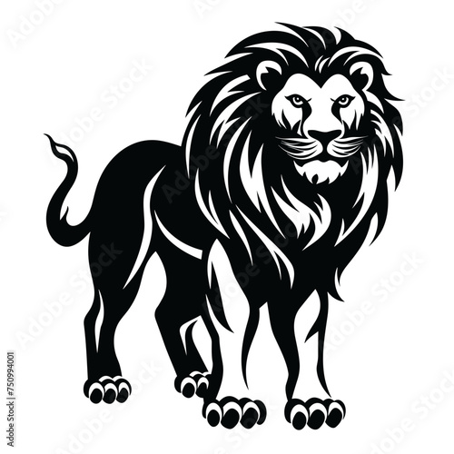 lion  black and white vector illustration isolated transparent background, logo, cut out or cutout t-shirt print design,  poster, baby products, packaging design, tribal tattoo © Ilona