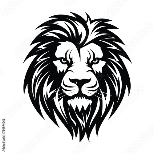 Wallpaper Mural lion head black and white vector illustration isolated transparent background, logo, cut out or cutout t-shirt print design,  poster, baby products, packaging design, tribal tattoo Torontodigital.ca