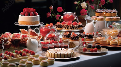 Dessert table with an assortment of elegant pastries