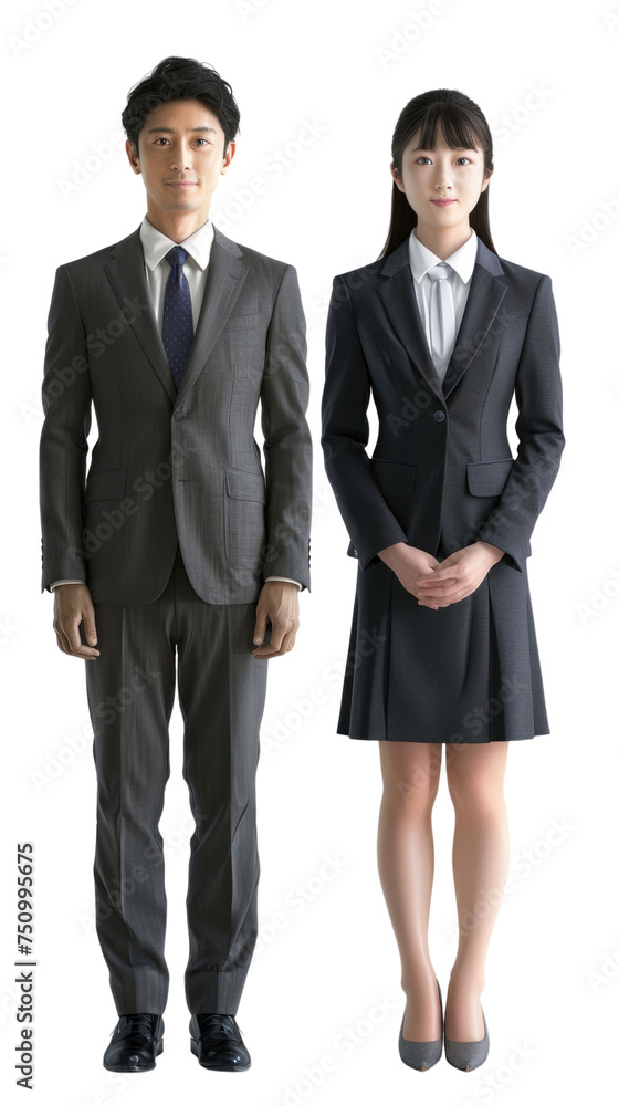 Asian business man and woman in transparent background Asian business man and woman in transparent background