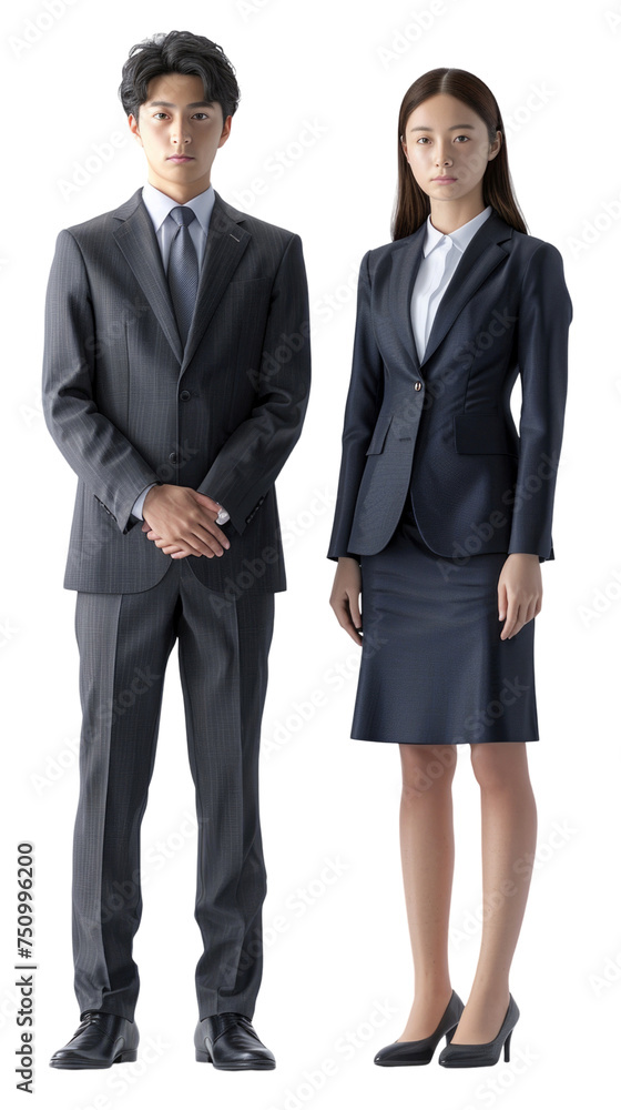 Asian business man and woman in transparent background Asian business man and woman in transparent background