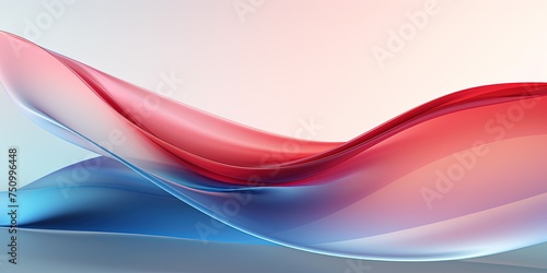 Elegant digital art piece featuring a flowing abstract form with blue to red gradient on a subtle pink backdrop