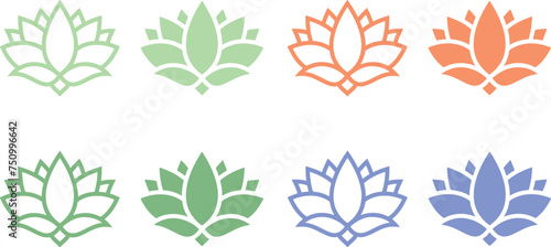 Pixel perfect icon set about lotus flower, leaves, leaf,  plant, yoga, nature,. Thin line icons, flat vector illustrations, isolated on white, transparent background	