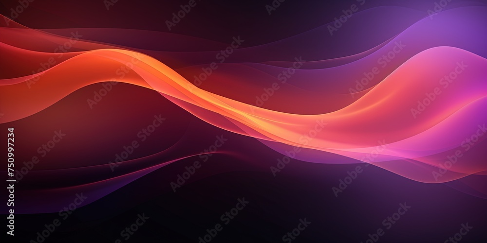 Naklejka premium Abstract grainy gradient background purple pink orange black glowing color wave dark backdrop noise texture banner poster header design