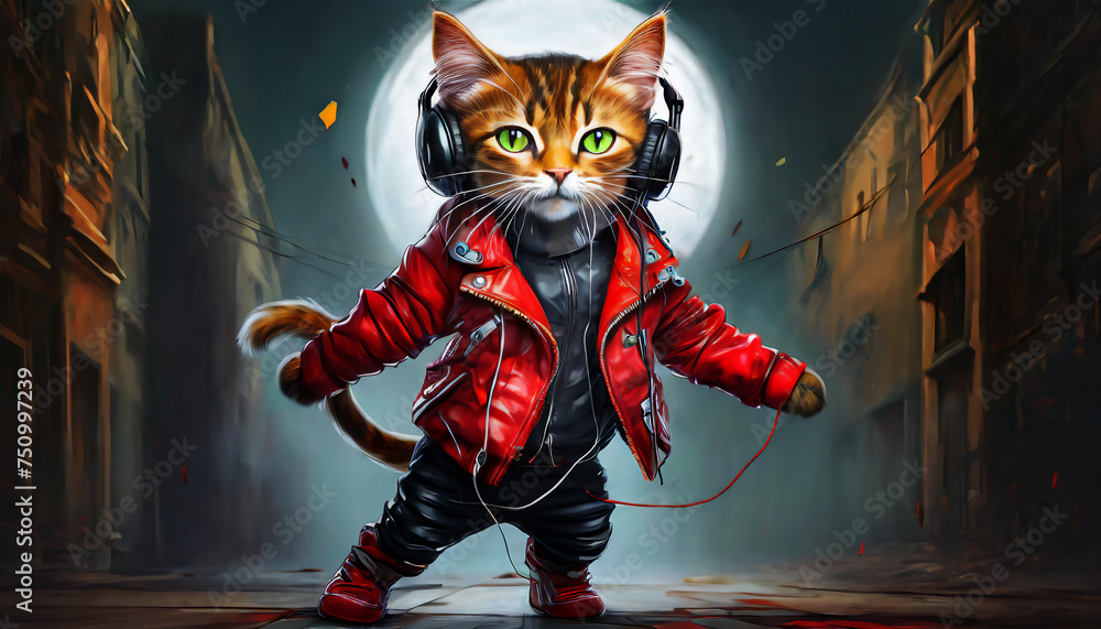 ヘッドフォンで音楽を聴く猫 AI画像 ジェネレーティブAI ヘッドフォンで音楽を聴く猫 AI画像 ジェネレーティブAI