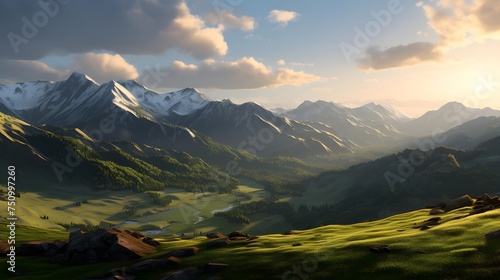 Panoramic view of the mountains at sunset. Caucasus  Russia