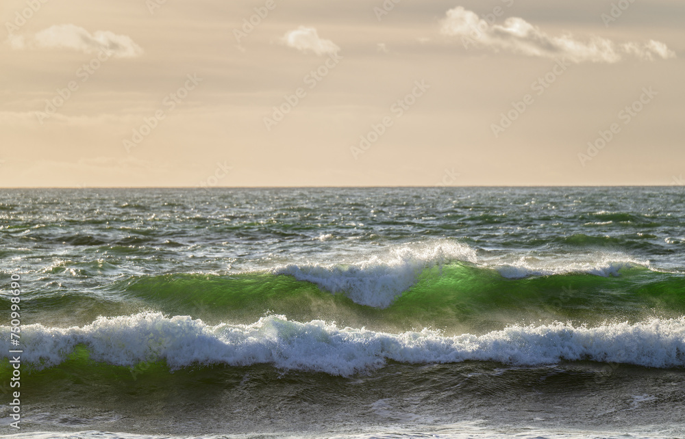 The storm came with green waves