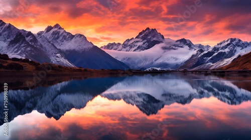 Panoramic view of Lake Tekapo at sunset, New Zealand