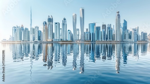Futuristic smart city skyline panorama eco urban landscape with skyscrapers and towers © Ilja