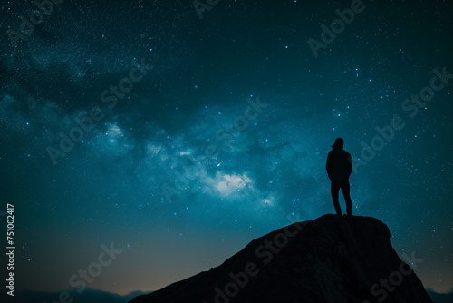 Solitary Observer Amidst the Milky Way  Embracing the Vastness of the Universe on a Mountain Peak