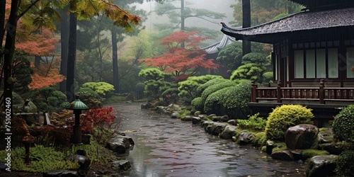 Japanese garden in the rain. © Влада Яковенко