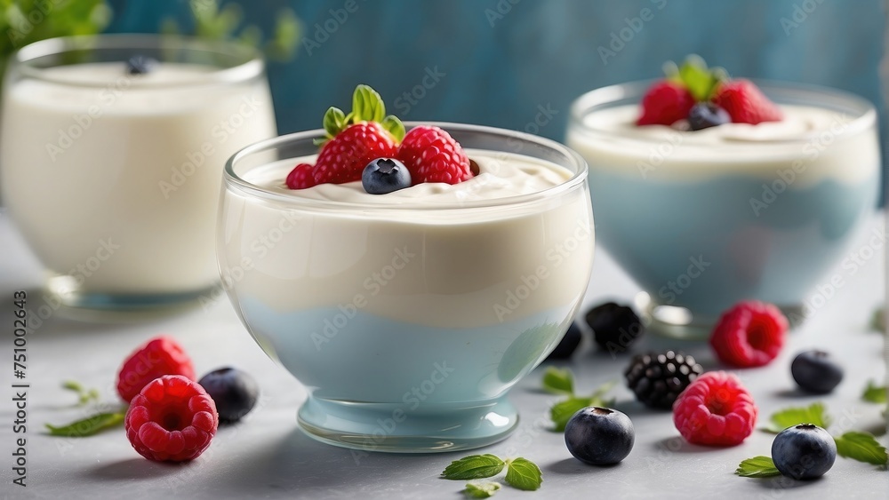 yogurt with raspberries and blueberries food photo yogurt with raspberries and blueberries food photo