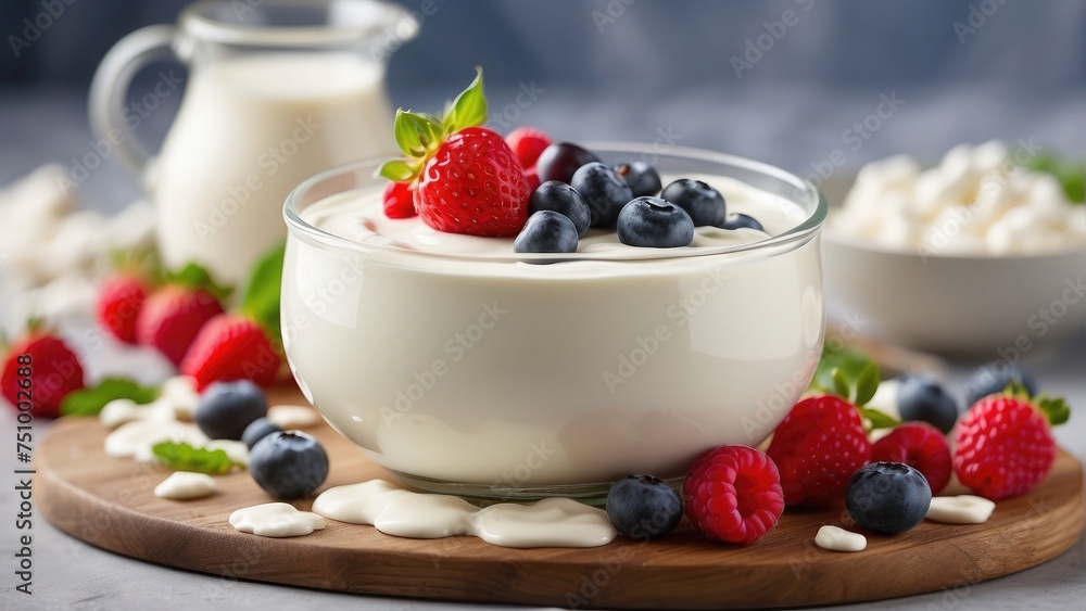 yogurt with raspberries and blueberries food photo yogurt with raspberries and blueberries food photo