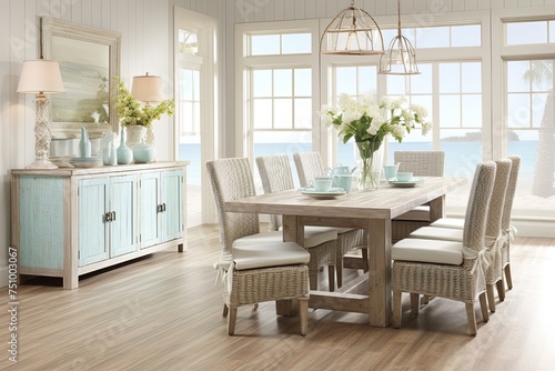 Coastal Cottage Dining Room: Distressed Wood Furniture & Light Color Palette Inspiration