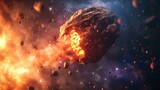 Fiery Collision with Earth, meteorite, impact, chaos, destruction