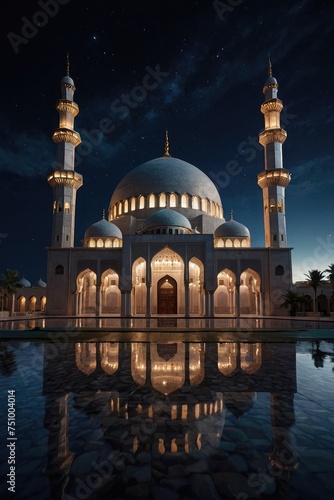mosque at night background photo