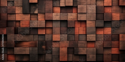 Grungy wooden blocks aligned. Wide format.