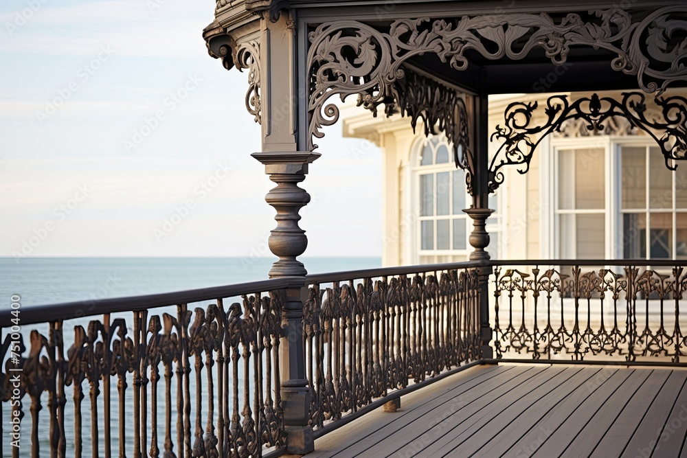 Ornate Ironwork Details Adorn Coastal Home Balcony Railings