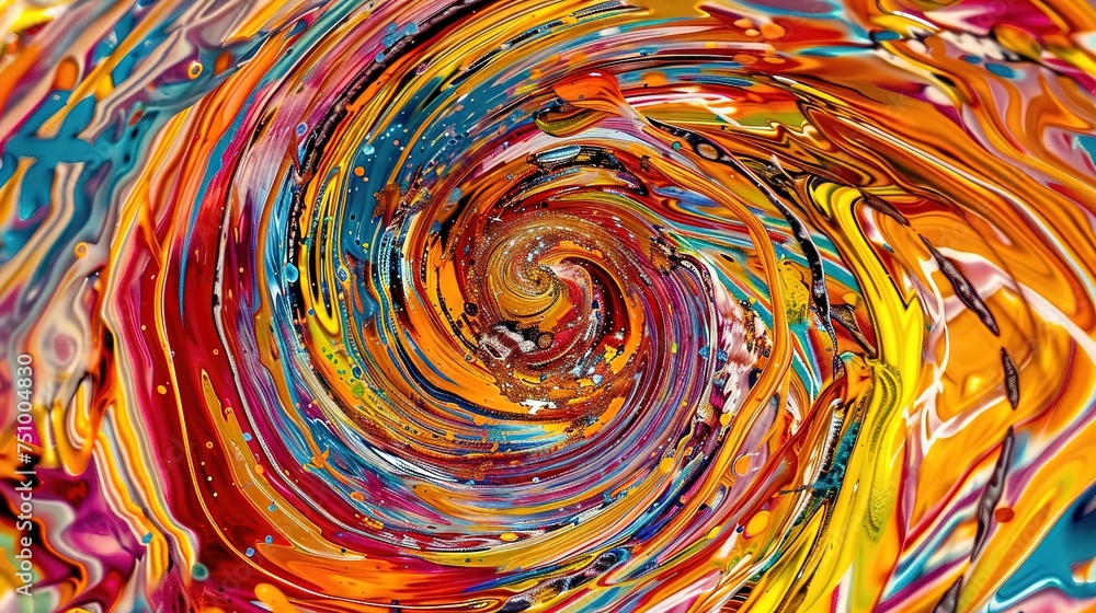 Swirling vortex of liquid colors in a mesmerizing abstract pattern.