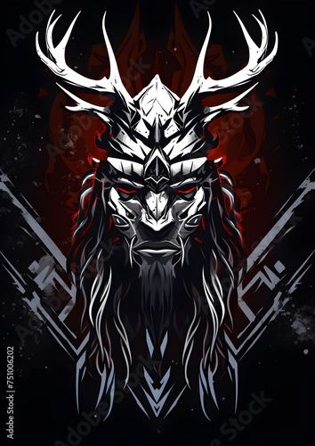 Viking face - vector art minimalist representation, Valhalla