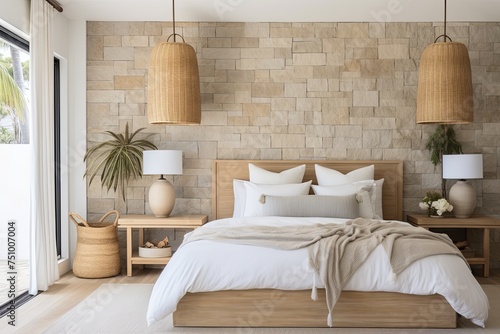 Coastal-Bamboo Stone Bedroom: Beachy Vibes, Earthy Textures