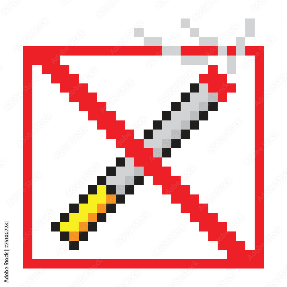 Fototapeta premium No smoking sign in pixel art style