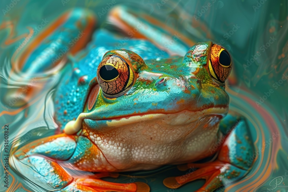 Swirling Paint Frog Green BG Swirling Paint Frog Green BG